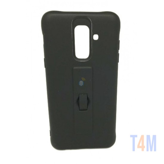 CAPA DE SILICONE MOTOMO COM ANEL DE DEDO PARA SAMSUNG A6 PLUS 2018 PRETO